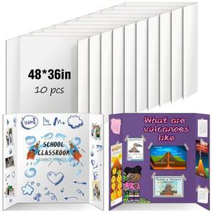 10팩 트리플폴드 포스터 보드 48인치 X 36인치, IKAYAS 양면 화이트 보드, 과학 박람회 디스플레이 장착, 예술, 전시, 프로젝트 교실 용품용 폼보드