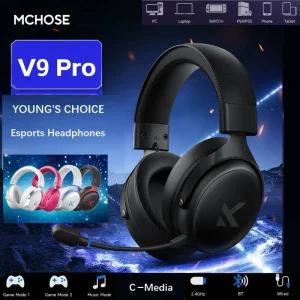 HXSJ 기존 MCHOSE V9Pro 음악 Esports 게임용 헤드폰 3 모드 무선 소음 감소 마이크 맞춤형 헤드 장착형 PC