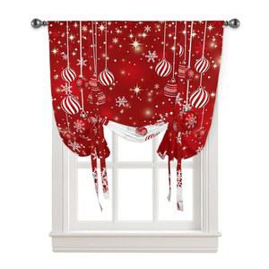 주방 욕실 거실 침실 커피, 레드 메리 크리스마스 볼 로드 포켓 밸런스 눈송이 반짝이 조절 가능한 풍선 창문 그늘막, 패널 42인치 x 63인치