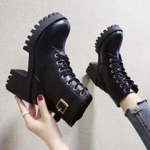 통굽워커 레이스업 루이벤 통굽워커 여성워커힐 여자캐쥬얼신발 편안하고세련된