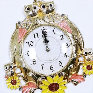 벽시계 금도금 부엉이시계 앤틱벽시계 추시계 인테리어 해바라기 쌍부엉이 해바라기시계 무소음