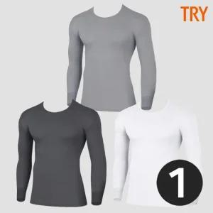 트라이 남자면내복상의 순면 60수 양면 겨울 보온내의 긴팔 할아버지 국산