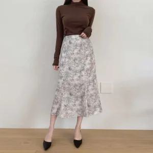 여성 인어공주 플라워패턴 하이웨스트 롱스커트