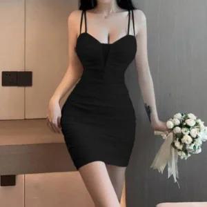 [하프클럽/]여성용 글램핏 어깨끈 미니파티 잔주름 원피스