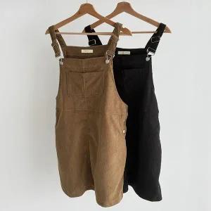 [하프클럽/]여성 골덴 서스펜더 주머니 쁘띠 원피스