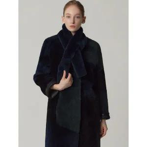 [하프클럽/]프리미엄 양모100 양가죽100 블락 리버시블 롱 리얼무스탕코트(