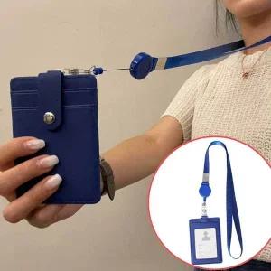 사원증 카드지갑 릴홀더 목걸이 케이스 블루 릴