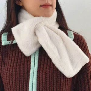 페이크퍼 미니 목도리 머플러 화이트 여성 겨울