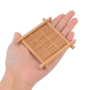 우드컵받침 대나무 디자인 코스터 홀더 격자형