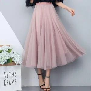 [아우트]여성 쉬폰 치마 스커트 데일리 밴딩 롱