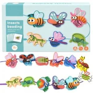 [골드스마일]오즈토이 원목 목제 블록 실꿰기 교구 곤충 wd2136d