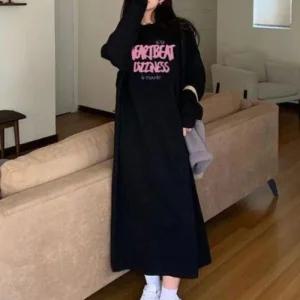 [아우트]기모 겨울원피스 맨투맨 기본 롱 원피스