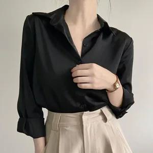 [아우트]베이직한 셔츠 직장인 오피스룩 검정셔츠