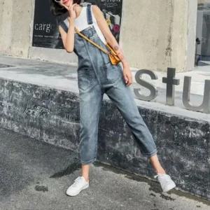 [아우트]데님 멜빵바지 점프수트 패션 데일리룩