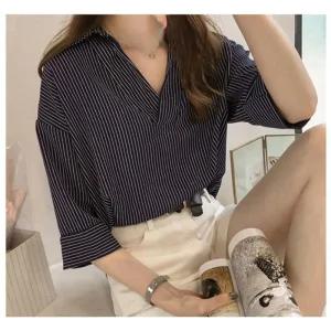 [아우트]여자 베이직 정장셔츠 줄무늬 셔츠 2컬러 1P