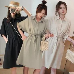 [아우트]셔링 허리 원피스 카라원피스 수유복