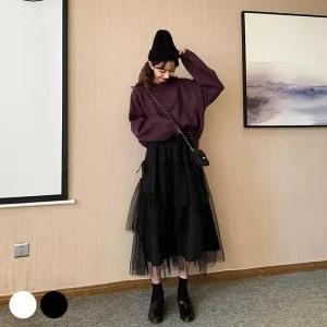 [아우트]스커트 데님스커트 옆리본끈 레이스