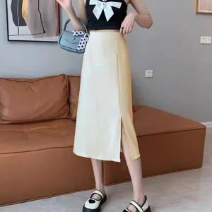 [아우트]여름치마 트임 밴딩 정장 치마 출퇴근룩 1P