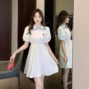 [아우트]앞단추원피스 프릴 상큼 스트로우베리