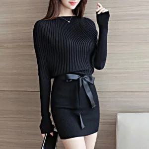 [아우트]골지 니트 미니원피스 패션 데일리룩