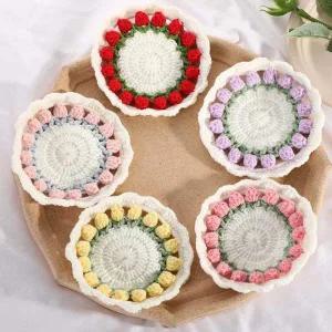 뜨개질 듈립 캐주얼 컵받침 듈립 필수템 티매트