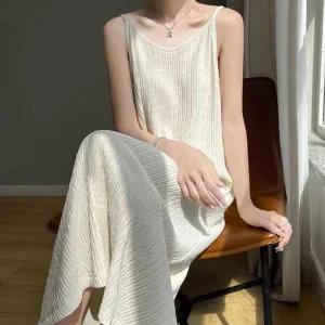 [아우트]플리츠 끈나시 롱원피스 여성원피스 치마 1P