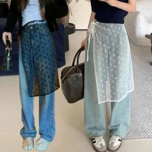 [아우트]레이어드셔츠 시스루 레이스 랩 스커트