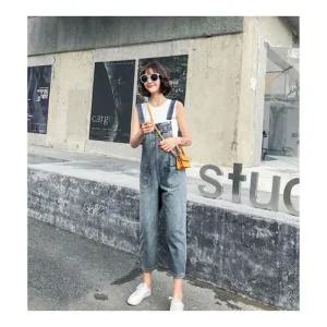 [아우트]여자 허리끈원피스 청멜빵 점프수트 1P