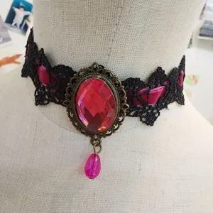 [라일리쥬얼리] Rly 핑크 레이스 벨벳 초커