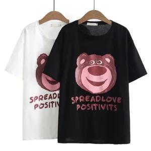 [아우트]레이어드티 흰색 곰돌이반팔티 오버핏 학생