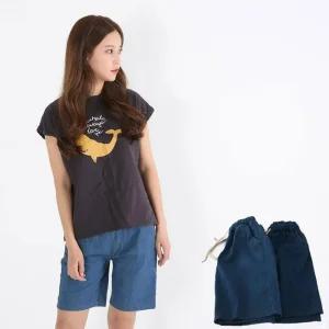 [아우트]데님 반바지 밴딩청반바지 진청 연청 4부