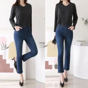 [아우트]컷팅 스판 청바지 8부청바지 8부데님