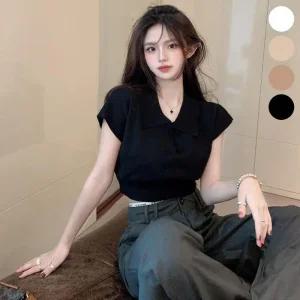 [아우트]카라 반팔티 브이넥티 여리여리 여름니트