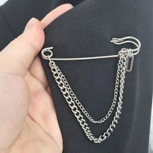 빅사이즈 더블 체인브로치 아이돌브로치 남자 브로치