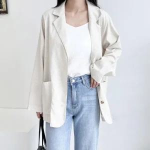 [아우트]베이직 자켓 데일리 웨어 오버핏 린넨자켓