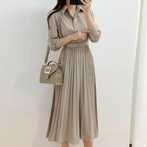 [아우트]카라원피스 A라인 플리츠 원피스 하객패션