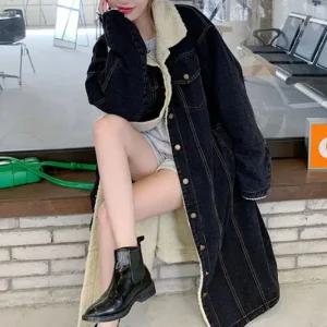 [아우트]뽀글이 안감 퍼 코트 데님 청 자켓 겨울