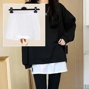 [아우트]스커트 페이크 티셔츠 편한 레이어드 밴딩