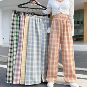 [아우트]쿨 체크팬츠 체크무늬 밴딩 팬츠 바지