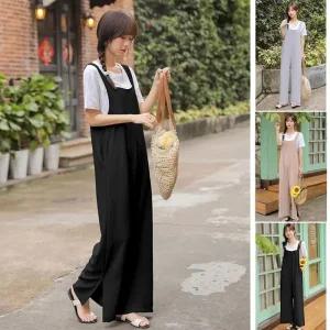 [아우트]레이어드 심플 와이드 끈점프수트 점프수트