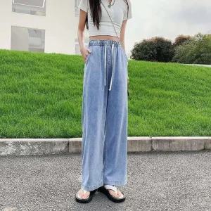[아우트]데님 쿨 밴딩 여성 와이드
