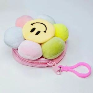 스마일 꽃 미니 동전 카드 지갑 키홀더 가방 장식