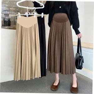 임부스커트 롱 플리츠주름치마하이웨스트임산부복대스커트 205303