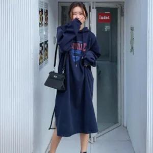 [아우트]후드원피스 니트원피스 후드 롱원피스 기모