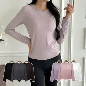 [아우트]노브라 내장형 긴팔 레이어드티 티셔츠