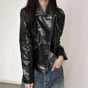 [아우트]여성자켓 유광 기본 라이더자켓 가죽자켓