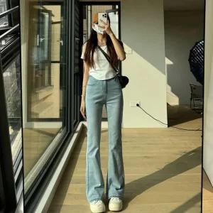 [아우트]세미 부츠컷 청바지 연청 데님