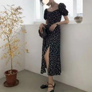 [아우트]롱 트임 반팔 여자예쁜원피스 원피스