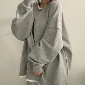 [아우트]밑단 레이어드 긴팔티 티셔츠 무지 맨투맨