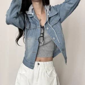 [아우트]청자켓 후드탈부착청자켓 데님자켓 아우터